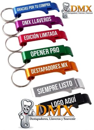 100PZ DESTAPADOR ALUMINIO COLORES SURTIDOS Y GRABADOS CON LASER